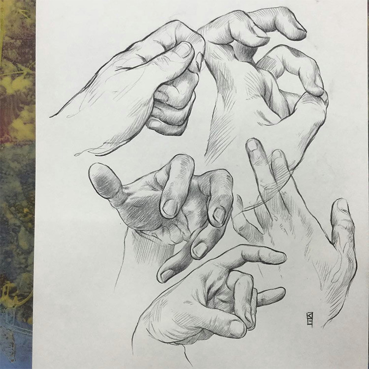 created by melanieviensworks a realist hand drawings with cross hatching created by reiniergamboa a drawings of hands holding balls