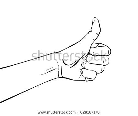 sketch of thumb up hand drawn vector illustration in line art style