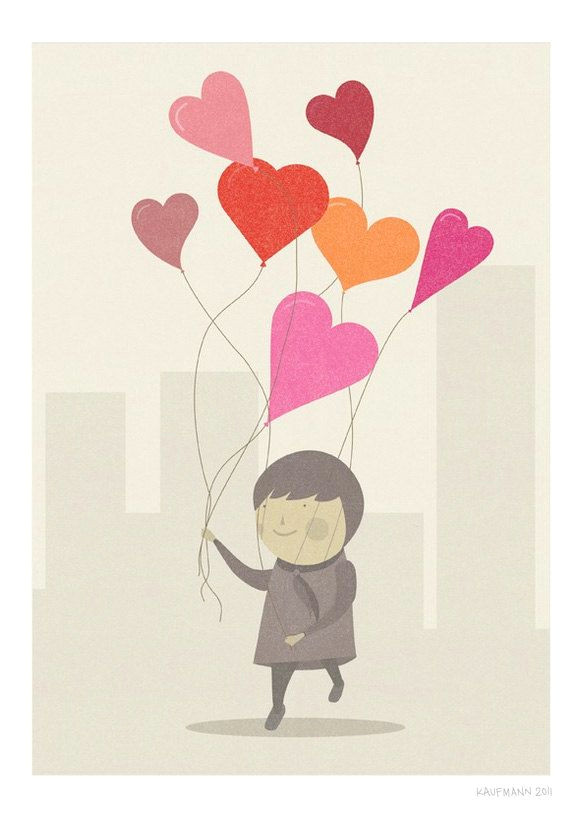 valentine print the love balloons print 8x10 or a4 via etsy