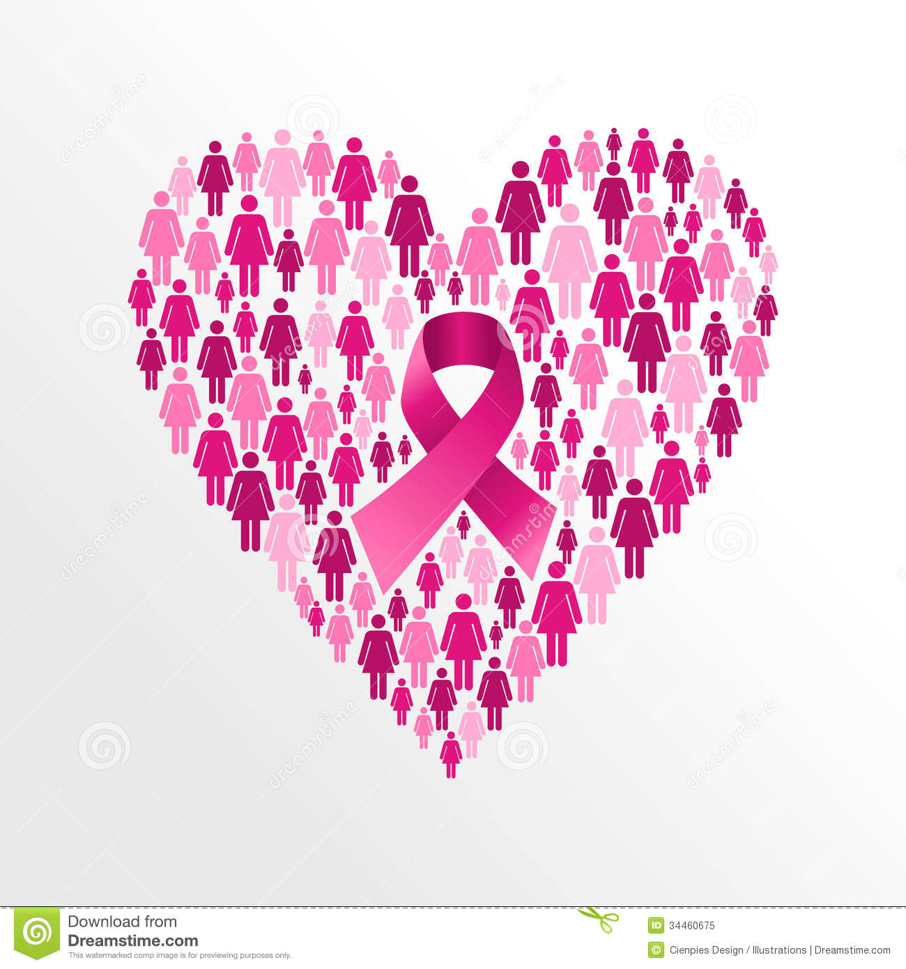 breast cancer awareness ribbon women heart shape