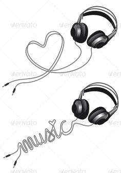 i love music vector headphone with heart shaped cable over white background ai eps 8 and high resolution jpg 5000 x 3500 pixel included