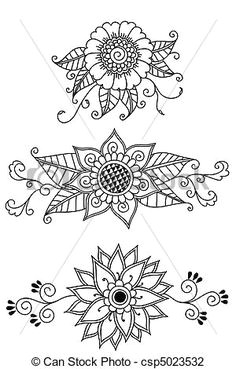 vector illustration of henna flowers hand drawn henna floral elements colors can search clipart illustration drawings and eps clip art graphics