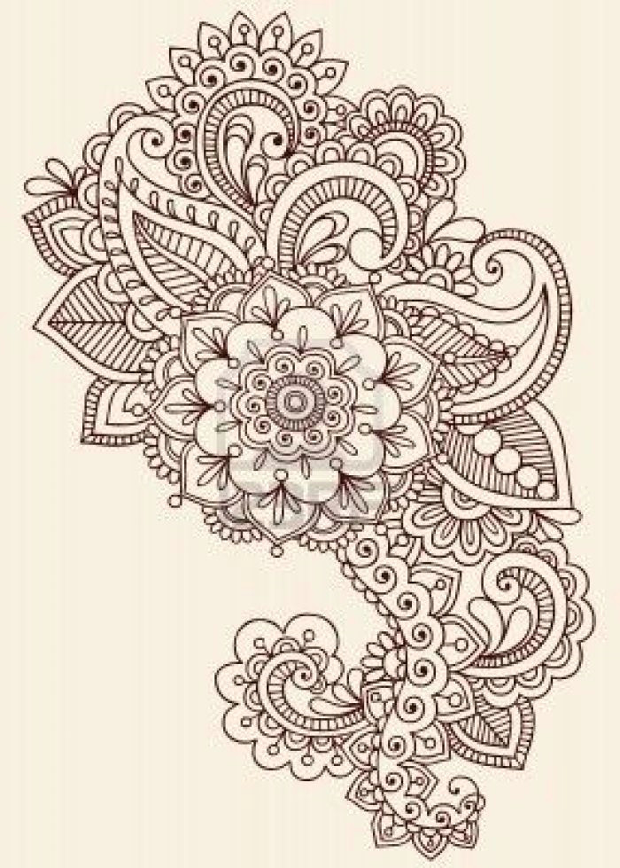 henna paisley flowers mehndi tattoo doodles design abstract floral stock photo