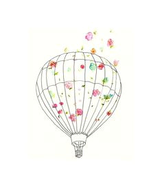 items similar to hot air balloon art print for nursery home decor all rooms 8x10 floral flowers flying shabby chic wildflowers wind
