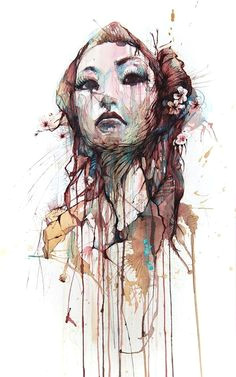 alcoholic painting portraits drawn with vodka whisky tea and ink by carne griffiths