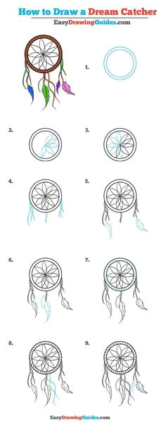 how to draw a dream catcher really easy drawing tutorial