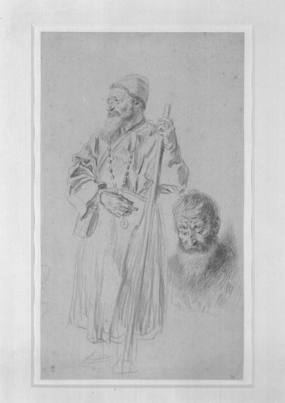 studies of a standing man and of a head