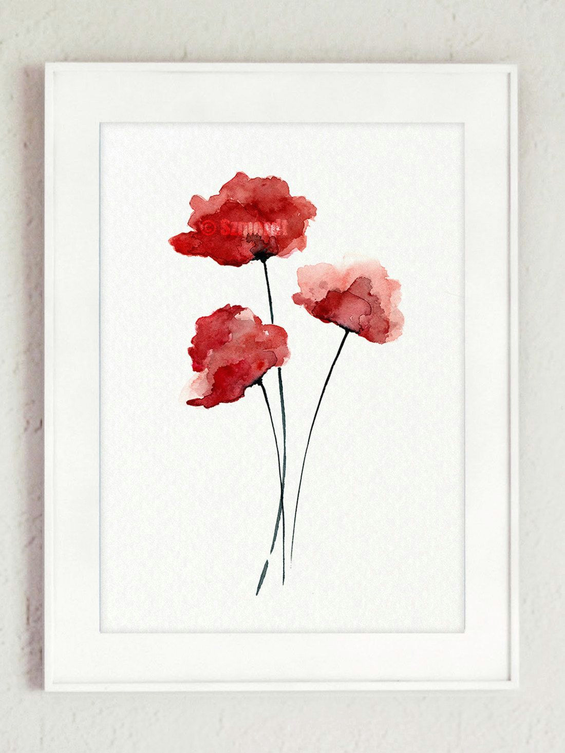 red poppy watercolor painting gifts for her watercolor home decor floral poster abstract poppy art print by colorwatercolor on etsy