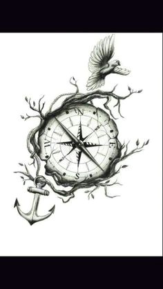 with a fairy instead of bird anchor compass tattoo anchor sleeve tattoo small compass