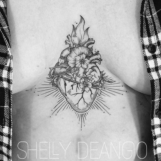 mulpix anatomical sacred heart flowers on the solar plexus of my friend bridgette a very tough lady tattoo tattoos greshamoregon gtown