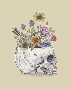 half skull flowers by rachel caldwell