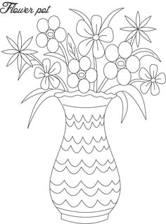 large flower pot coloring pages 4 by amy
