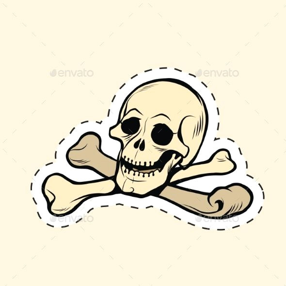 skull and bones jolly roger label sticker