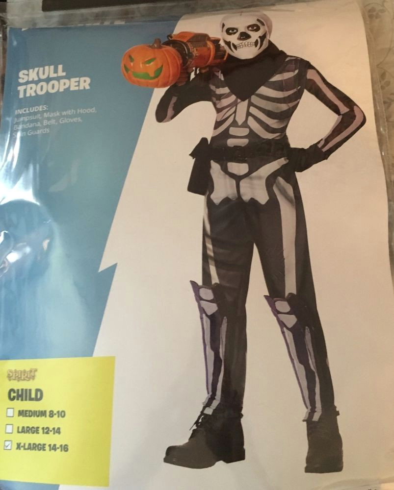 fortnite kids skull trooper halloween costume size xl 14 16 in hand