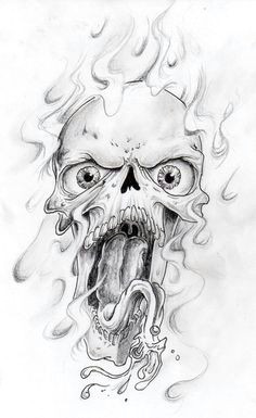 horror skull tattoo design skulls and smoke tattoo designs