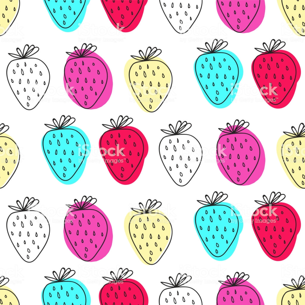 abstract strawberry seamless vector pattern seasoned summer fruit texture hand draw background royalty