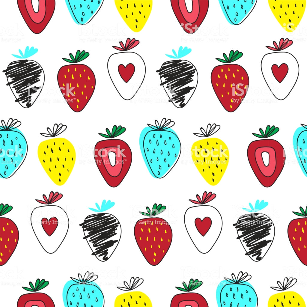 abstract strawberry seamless vector pattern seasoned summer fruit texture hand draw background illustration