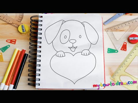 how to draw a cute puppy love heart easy step by step drawing lessons for kids