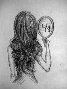 sad that most beautiful women see themselves this way cool drawings