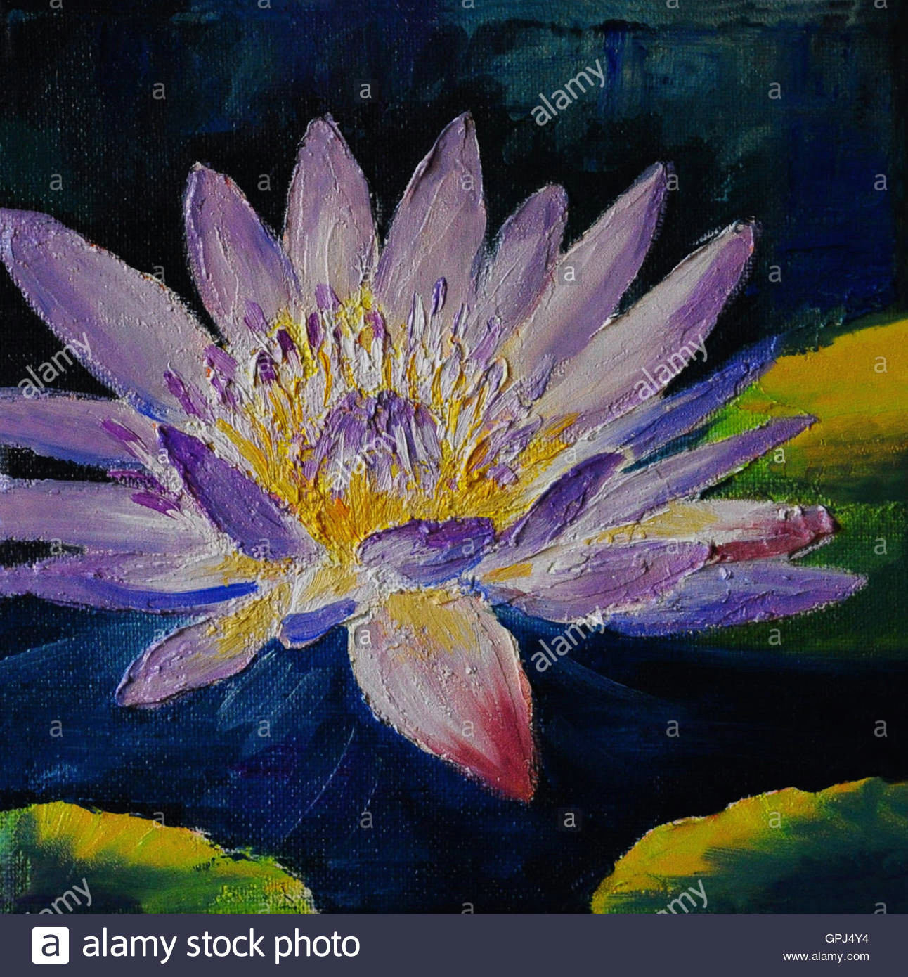 oil painting purple lotus flower abstract drawing