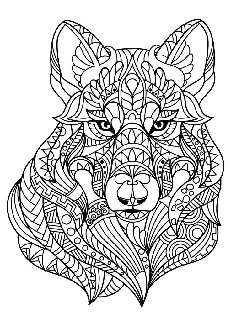 15 photos of fresh black and white wolf coloring pages