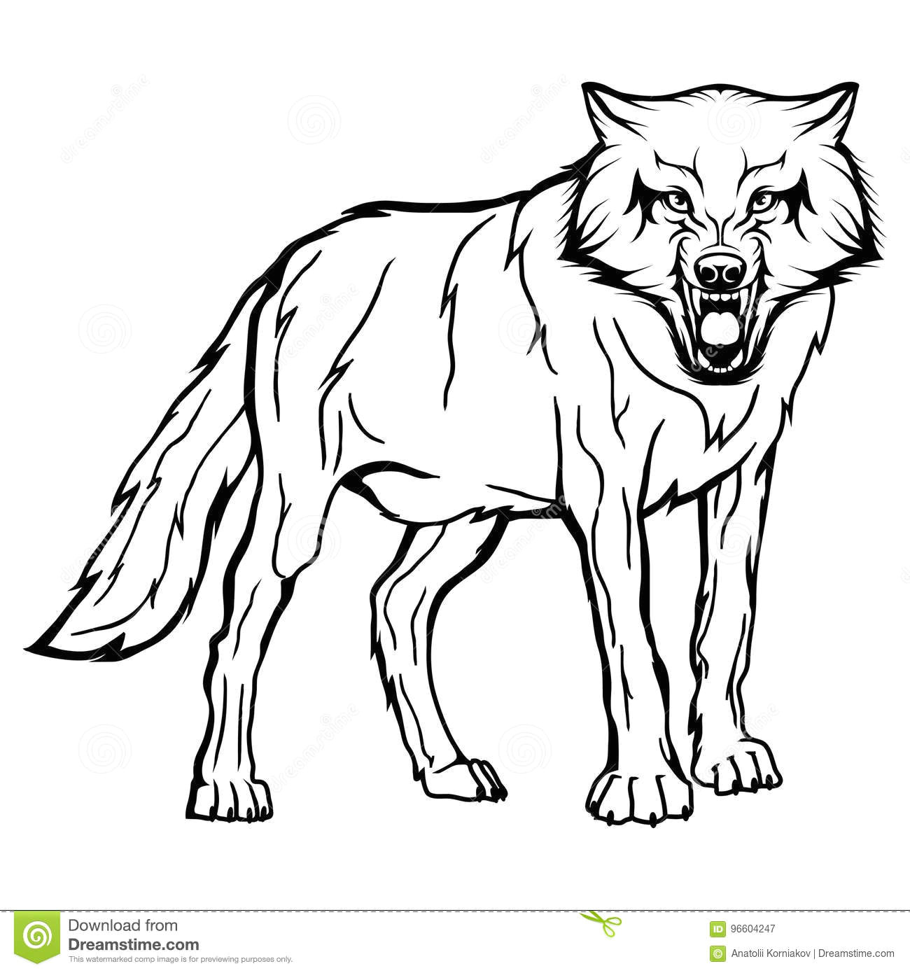 vector sketch of a wolf