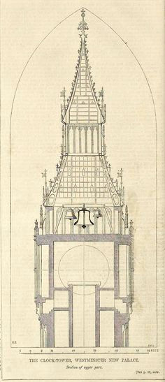 section of the clock tower at westminster palace london architecture mapping revit architecture
