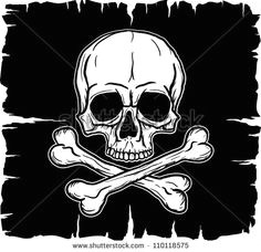 skull and crossbones over black flag vector illustration freehand drawing flag vector