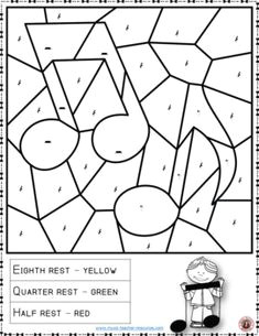 music coloring sheets 26 color by music note and rest pages