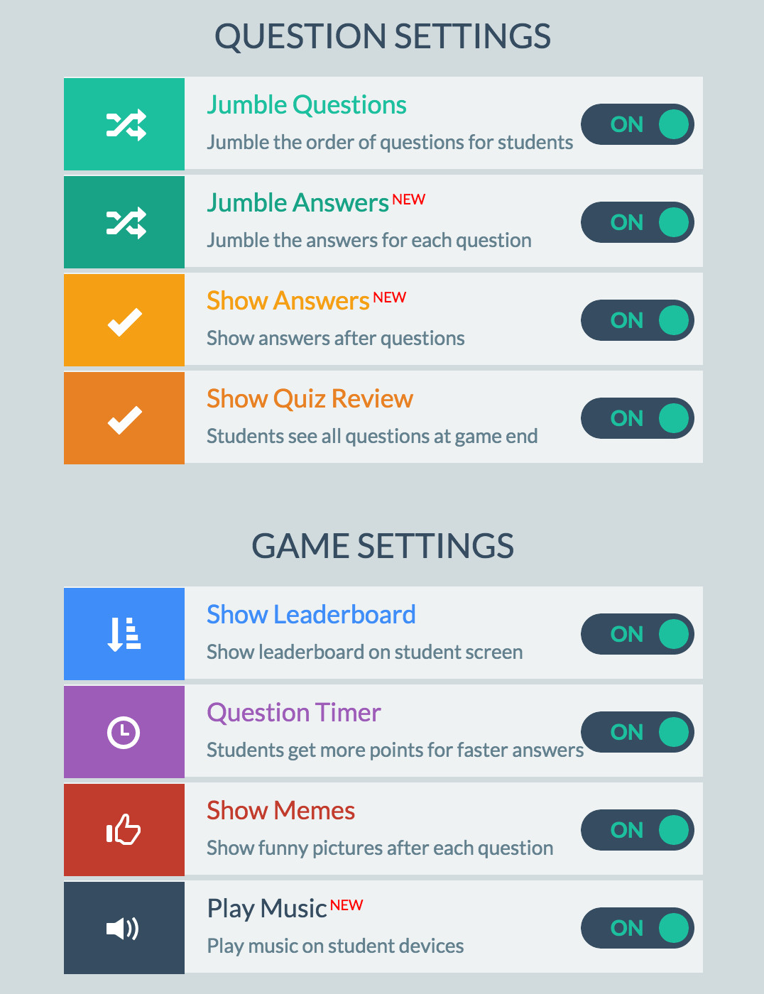 Drawing Quizizz.com Quiz Settings Quizizz