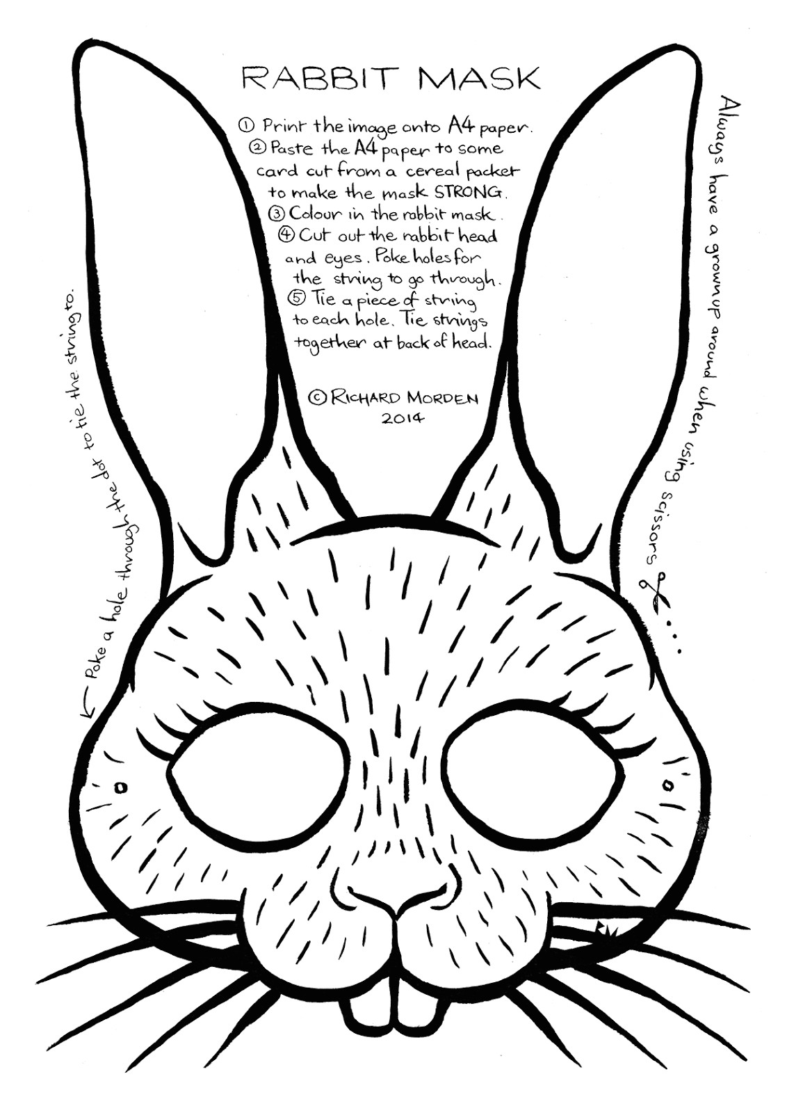 make your own rabbit mask click through to print it out colour it in