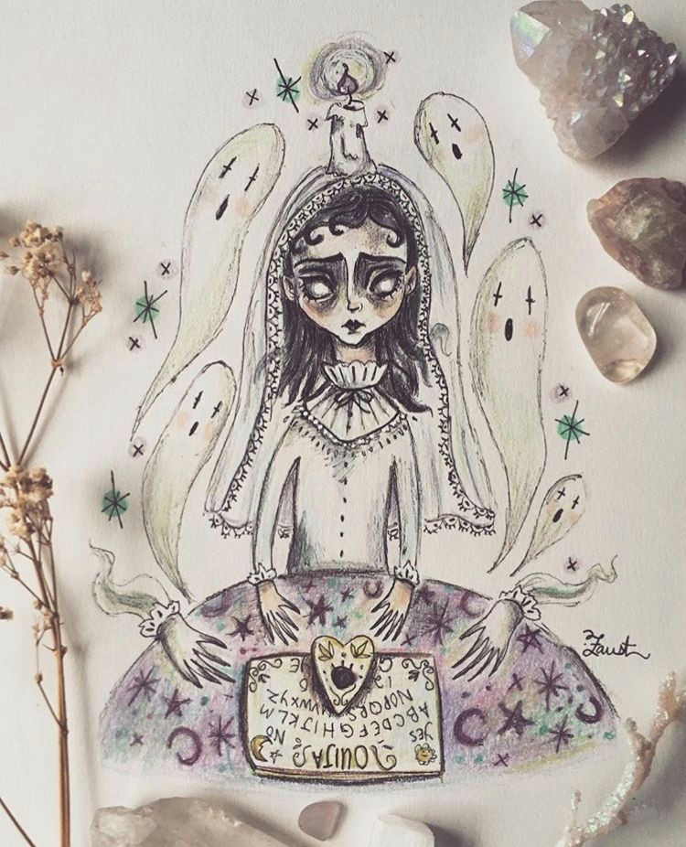 seance by olivia faust ouija halloween art random things art drawings random