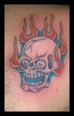 flaming skull by ratdaddytattoo on deviantart