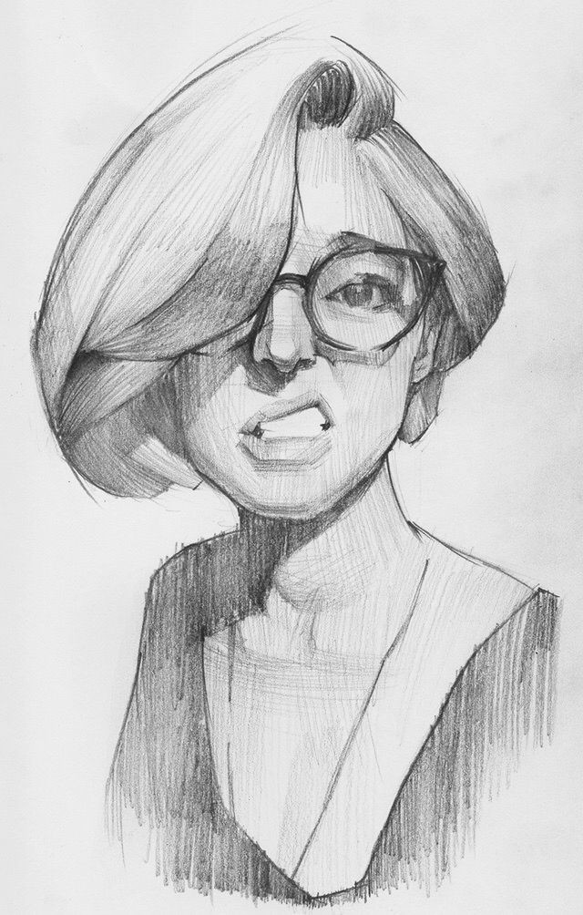 mike creighton female character portrait drawing