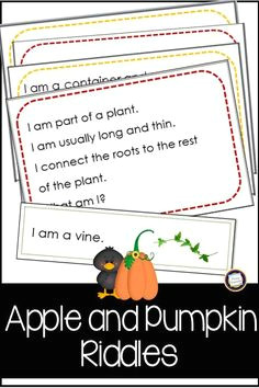 apple and pumpkin riddles for inference key details and vocabulary