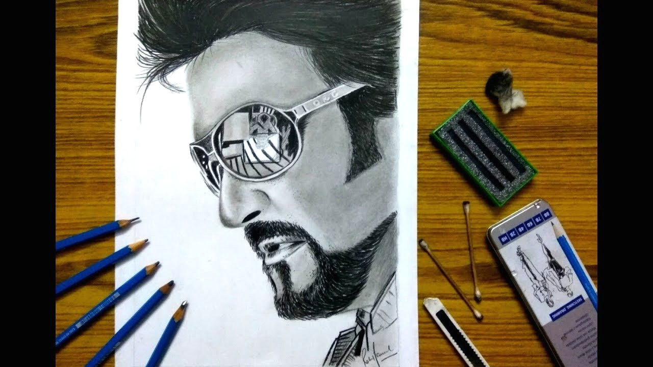 drawing robot 2 0 rajinikanth realistic sketch