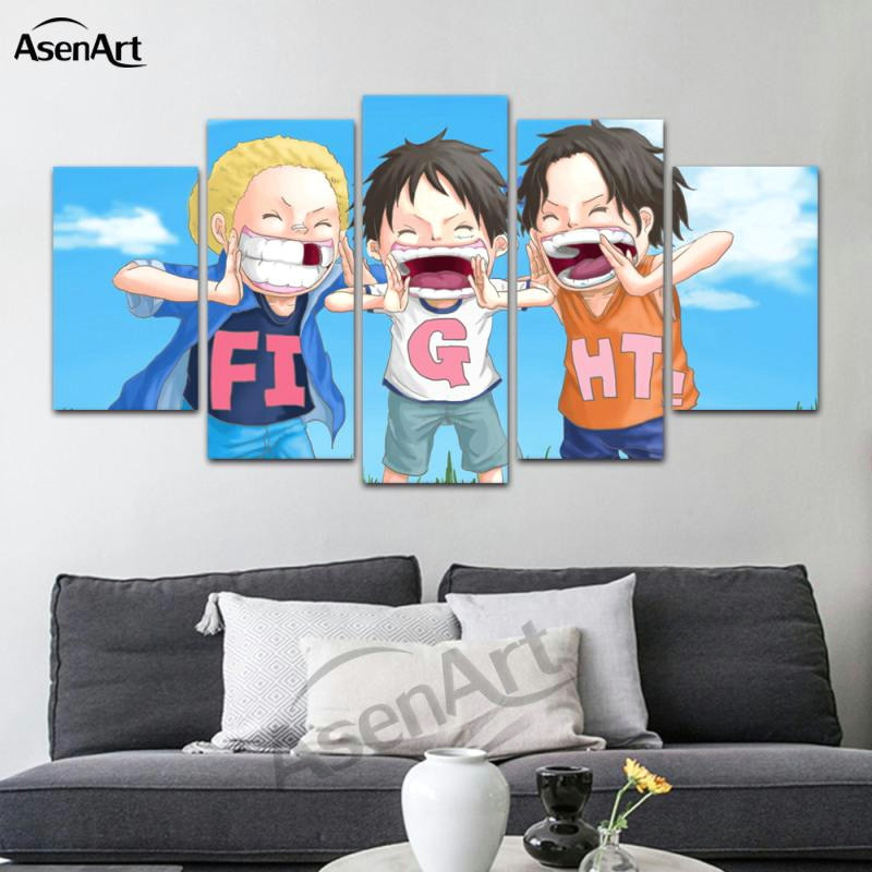 5 panel hanging canvas art room cartoon posters prints painting for living room dining room decorative