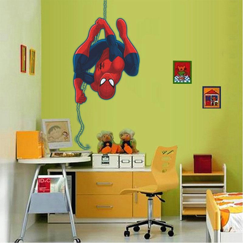 spiderman cartoon wall sticker pvc self adhesive movie wall decal for kids room and living room home decoration