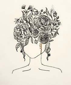 quotes drawing girl flowers sketch head flower quote inspiration suicide encouragement inspiration blackandwhite paper