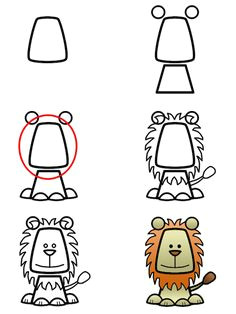 drawing a cartoon lion