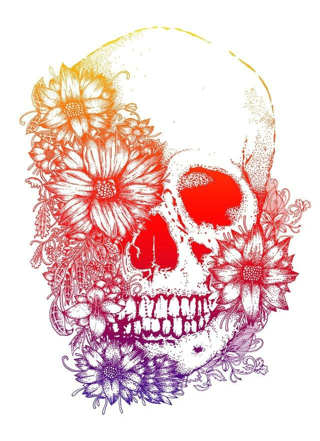 rainbow flowers skull tattoo design skull tattoo color
