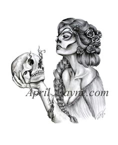 fanciful woman and skull tattoo skull illustration tattoo drawings art drawings tattoo art