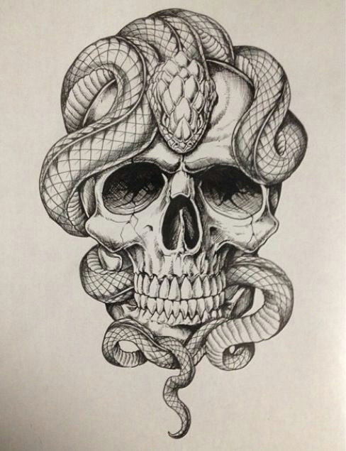 Drawing Skull Crawler Skull with Snakes Ideas Tattoos Snake Tattoo Skull Tattoos