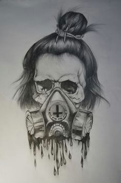 drawing by braemo mae via behance skull gasmask drawing illustration