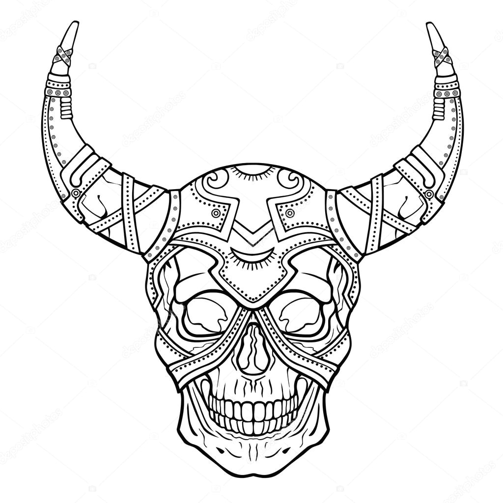 demon soldier shaman boho design the linear drawing isolated on a white background vector illustration be used for coloring book vektor od
