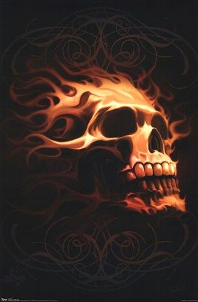 flaming skull by tom wood not much of a skull fan but this looks sick