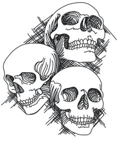 sketched skull trio design uth9720 from urbanthreads com stitch drawing skull stencil