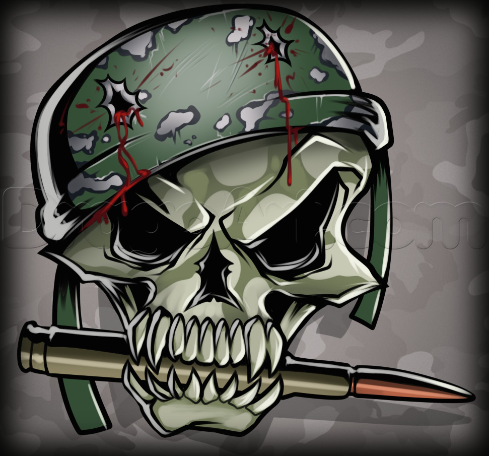 how to draw a military skull step by step skulls pop culture