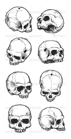 buy hand drawn skulls set by vecster on graphicriver