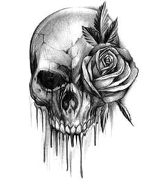 bloody skull tattoo with rose rose tattoos body art tattoos tattoo drawings sleeve